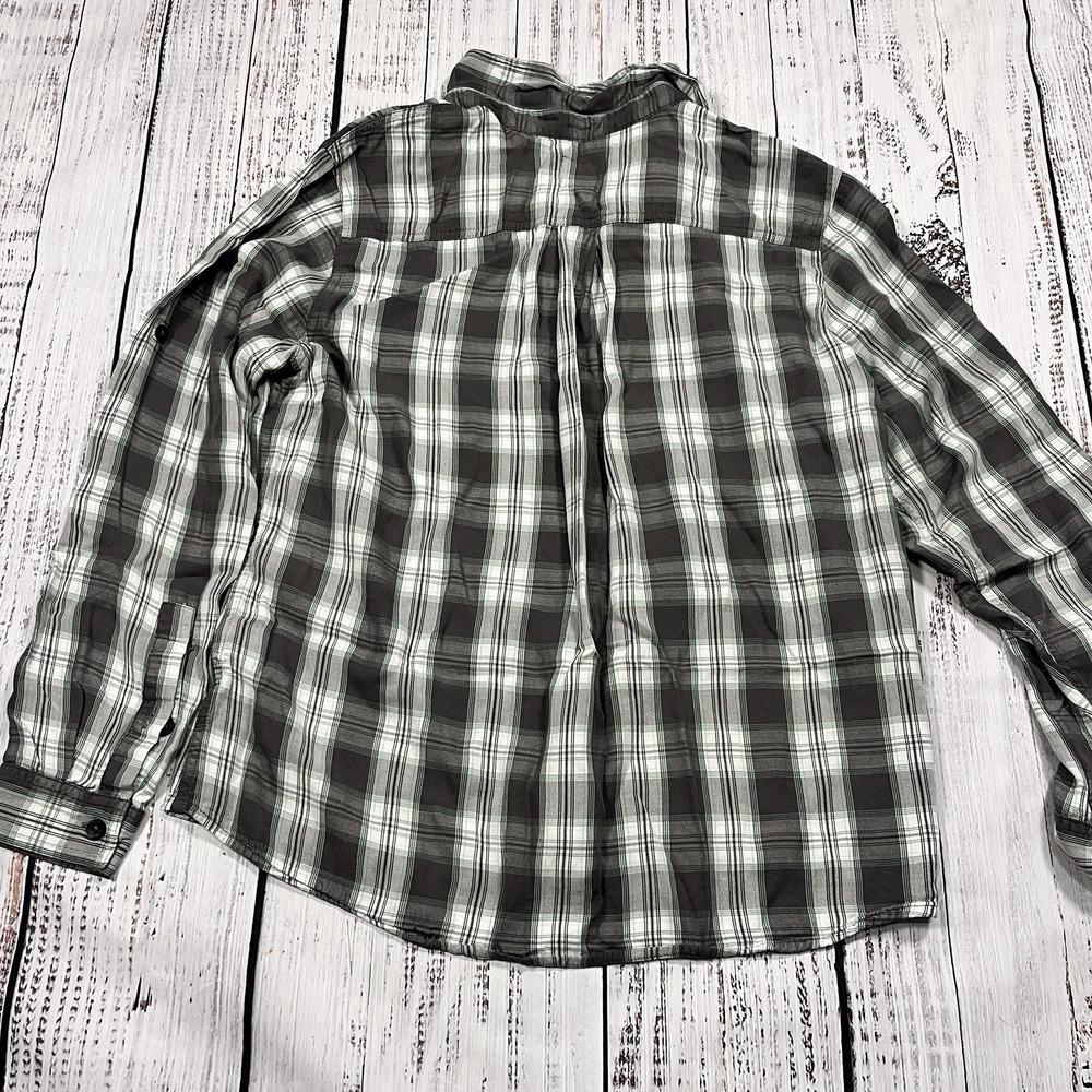 Cabela's Womens XL Shirt Gray Plaid Flannel Long Sleeve Button-Up Pockets Light - Picture 3 of 9